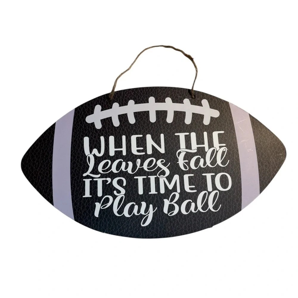 🇺🇸 NEW Football Wall Decor Brown and White Fall Autumn Wall Hanging